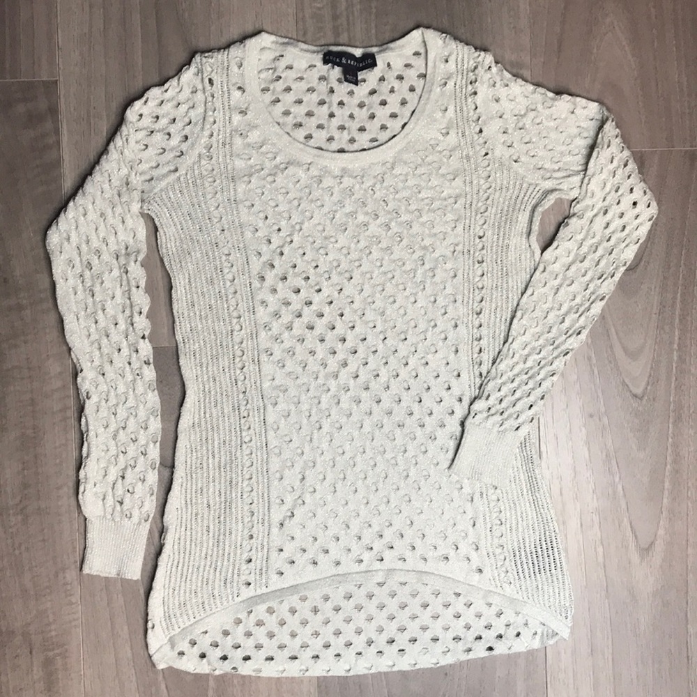 ROCK AND REPUBLIC CREAM HANDMADE SWEATER